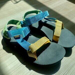 Teva Midform Universal Women's Vegan Platform Strappy Sandal Blue Green Metallic